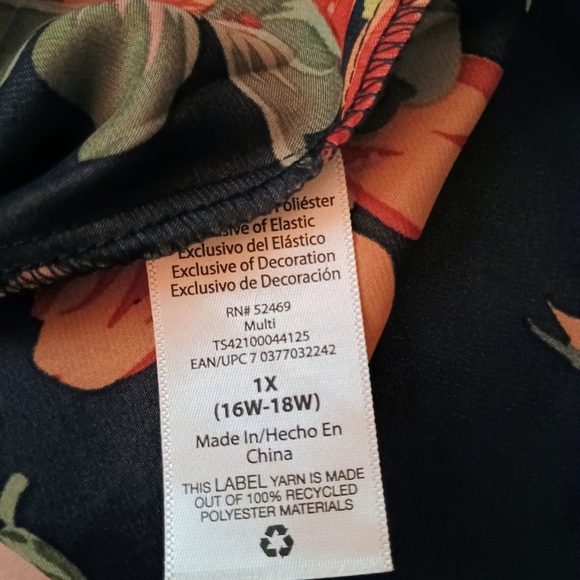 Terra & Sky Black With Flowers Comfy Light Weight Dress. - Picture 8 of 8